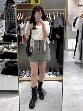 「アイテム（デニムスカート）」を使った、ちなさん（レディース・159cm・20代）の夏コーディネート