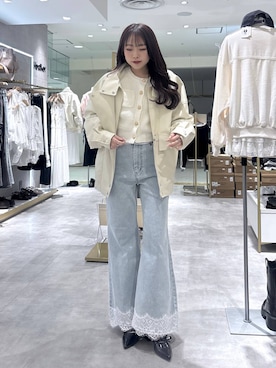 「Heather（ヘザー）のアイテム（パンツ）」を使った、ちなさん（レディース・159cm）の春コーディネート