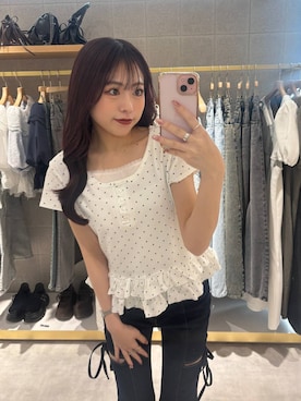 「Heather（ヘザー）のＷリボンミュールパンプス　631328（パンプス、ブラック系）」を使った、ちなさん（レディース・159cm）の春コーディネート