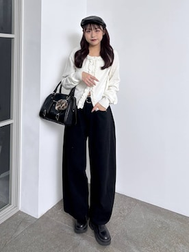 「アイテム（チャーム）」を使った、ちなさん（レディース・159cm・20代）の秋コーディネート