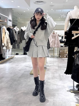 「Heather（ヘザー）のアイテム（帽子）」を使った、ちなさん（レディース・159cm）の冬コーディネート