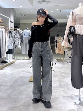 「Heather（ヘザー）のアイテム（キャップ）」を使った、ちなさん（レディース・159cm）の春コーディネート