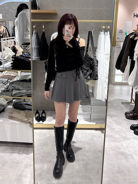 「着痩せ」｜「アイテム（ブーツ）」を使った、ちなさん（レディース・159cm）の春コーディネート