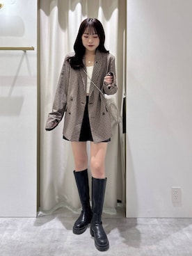 「Heather（ヘザー）の【累計10万本】楽ちんなのに美脚！秋冬No.1ブーツ　インヒールストレッチロングブーツ　571563（ブーツ）」を使った、ちなさん（レディース・159cm）の秋コーディネート