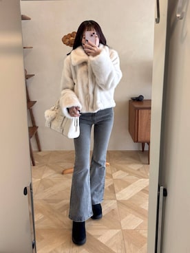 「アイテム（チャーム）」を使った、ちなさん（レディース・159cm）の冬コーディネート