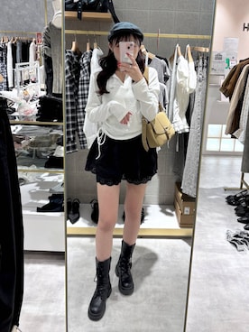「アイテム（ハンチング/ベレー帽）」を使った、ちなさん（レディース・159cm・20代）の夏コーディネート