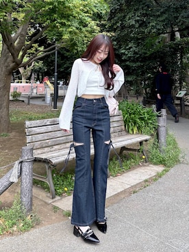 「Heather（ヘザー）のアイテム（パンツ）」を使った、ちなさん（レディース・159cm）の春コーディネート