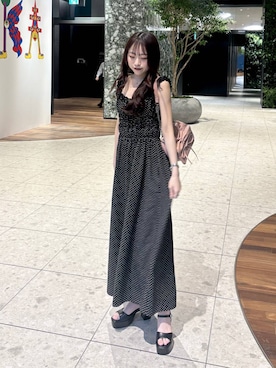 「Heather（ヘザー）のリボンショルダーBAG　129447（ショルダーバッグ、ピンク系）」を使った、ちなさん（レディース・159cm）の春コーディネート