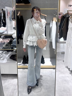 「Heather（ヘザー）のアイテム（トップス）」を使った、ちなさん（レディース・159cm）の春コーディネート