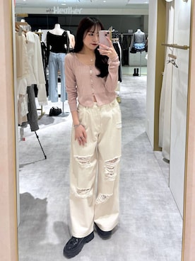 「Heather（ヘザー）のアイテム」を使った、ちなさん（レディース・159cm）の春コーディネート