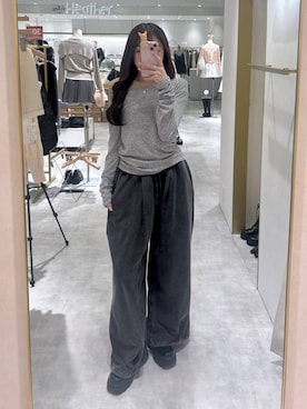 「Heather（ヘザー）のアイテム（パンツ）」を使った、ちなさん（レディース・159cm）の春コーディネート