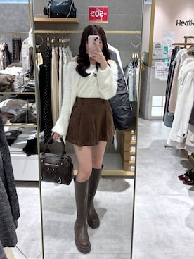 「Heather（ヘザー）のアイテム」を使った、ちなさん（レディース・159cm）の冬コーディネート