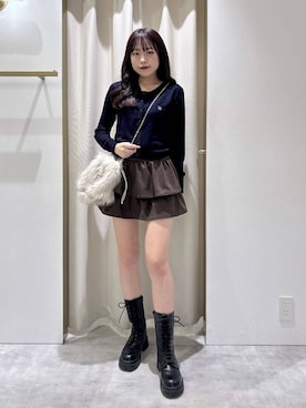 「Heather（ヘザー）のアイテム（ショルダーバッグ）」を使った、ちなさん（レディース・159cm）の秋コーディネート