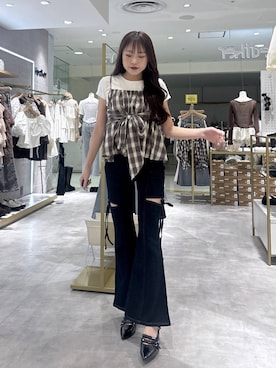「Heather（ヘザー）のアイテム（パンツ）」を使った、ちなさん（レディース・159cm）の秋コーディネート