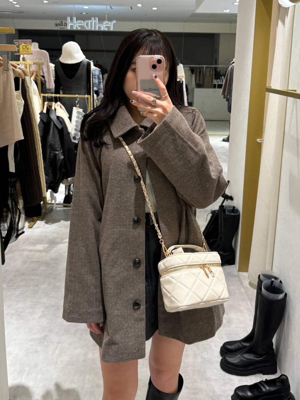 Heather ヘザー　マルチWAYケープミドルコート　 ポンチョ　ヘリンボーン 楽天市場】【SALE／40%OFF】マルチWAYケープミドルコート