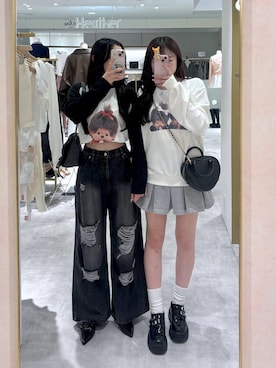 「Heather（ヘザー）のアイテム（トップス）」を使った、ちなさん（レディース・159cm）の春コーディネート