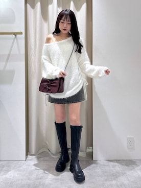 「アイテム（デニムスカート）」を使った、ちなさん（レディース・159cm・20代）の秋コーディネート