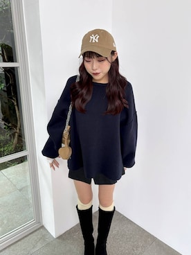 「Heather（ヘザー）の【累計10万本】楽ちんなのに美脚！秋冬No.1ブーツ　インヒールストレッチロングブーツ　571563（ブーツ）」を使った、ちなさん（レディース・159cm）の秋コーディネート