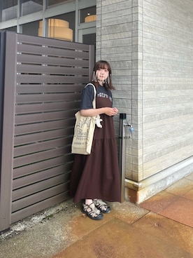 「キャミワンピ」｜「アイテム（スリッポン）」を使った、ま ろ んさん（レディース・156cm）の夏コーディネート