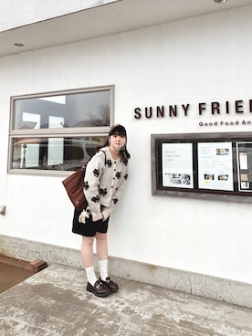 「niko and...（ニコアンド）のアイテム（キャップ、ブラウン系）」を使った、ま ろ んさん（レディース・156cm）の春コーディネート