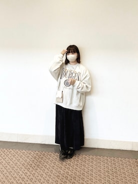 「Discoat」｜「アイテム（スウェット）」を使った、ま ろ んさん（レディース・157cm）の冬コーディネート