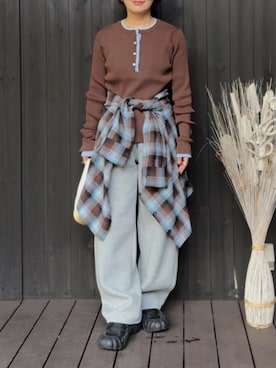 「GU（ジーユー）のアイテム（パンツ）」を使った、naguさん（レディース・153cm）の秋コーディネート