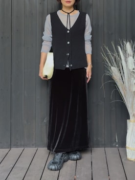 「アイテム（ベスト）」を使った、naguさん（レディース・153cm）の秋コーディネート