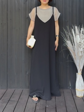 「select MOCA（セレクトモカ）の【洗える】2WAYカットジョーゼットキャミワンピース（ワンピース）」を使った、naguさん（レディース・153cm）の夏コーディネート