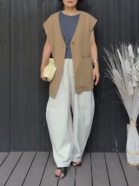 「アイテム（ベスト）」を使った、naguさん（レディース・153cm）の夏コーディネート