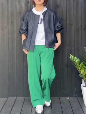 「アイテム（スラックス）」を使った、naguさん（レディース・153cm）の春コーディネート