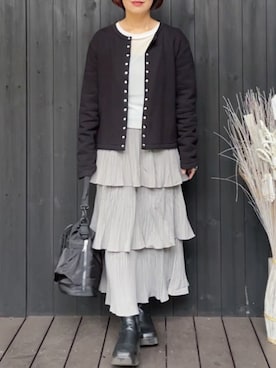 「CLEA（クレア）のアイテム（スカート）」を使った、naguさん（レディース・153cm）の秋コーディネート