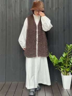 「タートルネック」｜「アイテム（シャツワンピース）」を使った、naguさん（レディース・153cm）の冬コーディネート