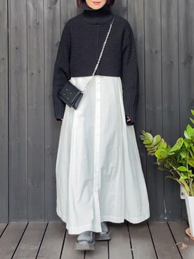 「スクエアトゥ」｜「アイテム（シャツワンピース）」を使った、naguさん（レディース・153cm）の冬コーディネート