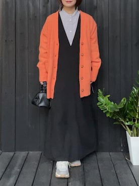 「ANGIE（アンジー）のアイテム（ジャンパースカート）」を使った、naguさん（レディース・153cm）の秋コーディネート