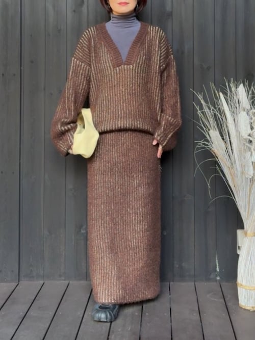 セール】オーバーサイズ畦編みVネックニット（ニット/セーター