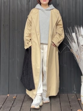 「select MOCA（セレクトモカ）のアイテム（トレンチコート）」を使った、naguさん（レディース・153cm）の冬コーディネート