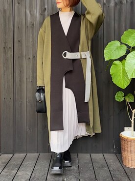 「deux amour（ドゥーザムール）のアイテム（その他アウター）」を使った、naguさん（レディース・153cm）の秋コーディネート