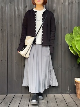 「AMERI」｜「アイテム（スウェット）」を使った、naguさん（レディース・153cm）の秋コーディネート