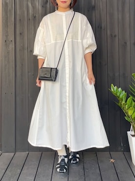 「はじめましてコーデ」｜「アイテム（シャツワンピース）」を使った、naguさん（レディース・153cm）の春コーディネート