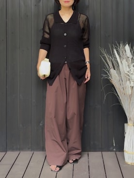 「アイテム（スラックス）」を使った、naguさん（レディース・153cm）の夏コーディネート