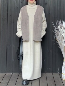 「AS KNOW AS plus（アズノゥアズプラス）のアイテム（トップス）」を使った、naguさん（レディース・153cm）の冬コーディネート