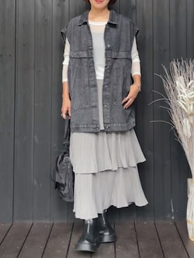 「CLEA（クレア）のアイテム（スカート）」を使った、naguさん（レディース・153cm）の秋コーディネート