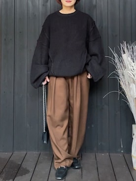 「CENE（セネ）の【CENE】セネ/ ビッククロスリング（リング）」を使った、naguさん（レディース・153cm）の秋コーディネート