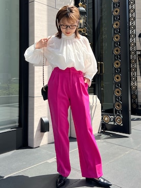 「カラー×コーデ」｜「アイテム（スラックス）」を使った、Amiさん（レディース・156cm）の春コーディネート