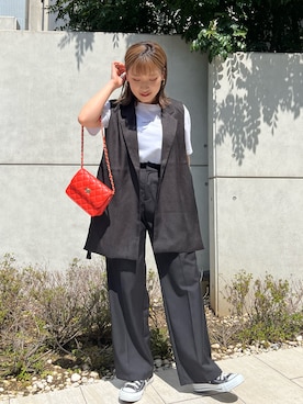 「カラー×コーデ」｜「アイテム（スラックス）」を使った、Amiさん（レディース・156cm）の春コーディネート