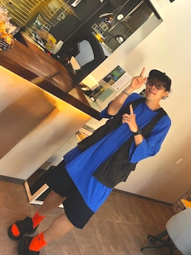 「GLOBAL WORK（グローバルワーク）のアイテム」を使った、ここつむぱぱさん（メンズ・165cm）の夏コーディネート