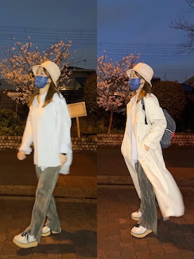 「春カラー」｜「アイテム（チェスターコート）」を使った、miyuさん（レディース・153cm）の春コーディネート