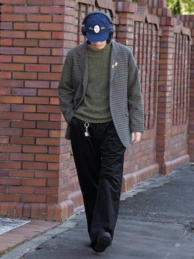 「アイテム（テーラードジャケット、グレー系）」を使った、  風早ゆうたさん（メンズ・184cm）の冬コーディネート