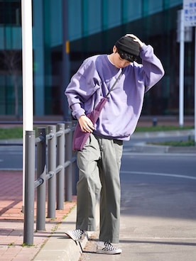 「VANS（バンズ）のアイテム（スリッポン）」を使った、  風早ゆうたさん（メンズ・184cm）の春コーディネート
