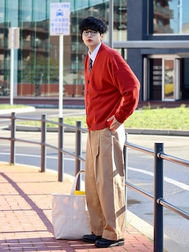 「Paraboot（パラブーツ）の【Paraboot】CHAMBORD　パラブーツ　シャンボード（ドレスシューズ）」を使った、  風早ゆうたさん（メンズ・184cm）の秋コーディネート